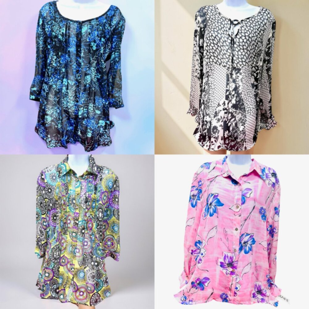 4 Blouses Sz  L/XL:  Christina-Susan Graver-Xhillllaration-GRAFF  Long Sleeve(58 - Picture 2 of 16